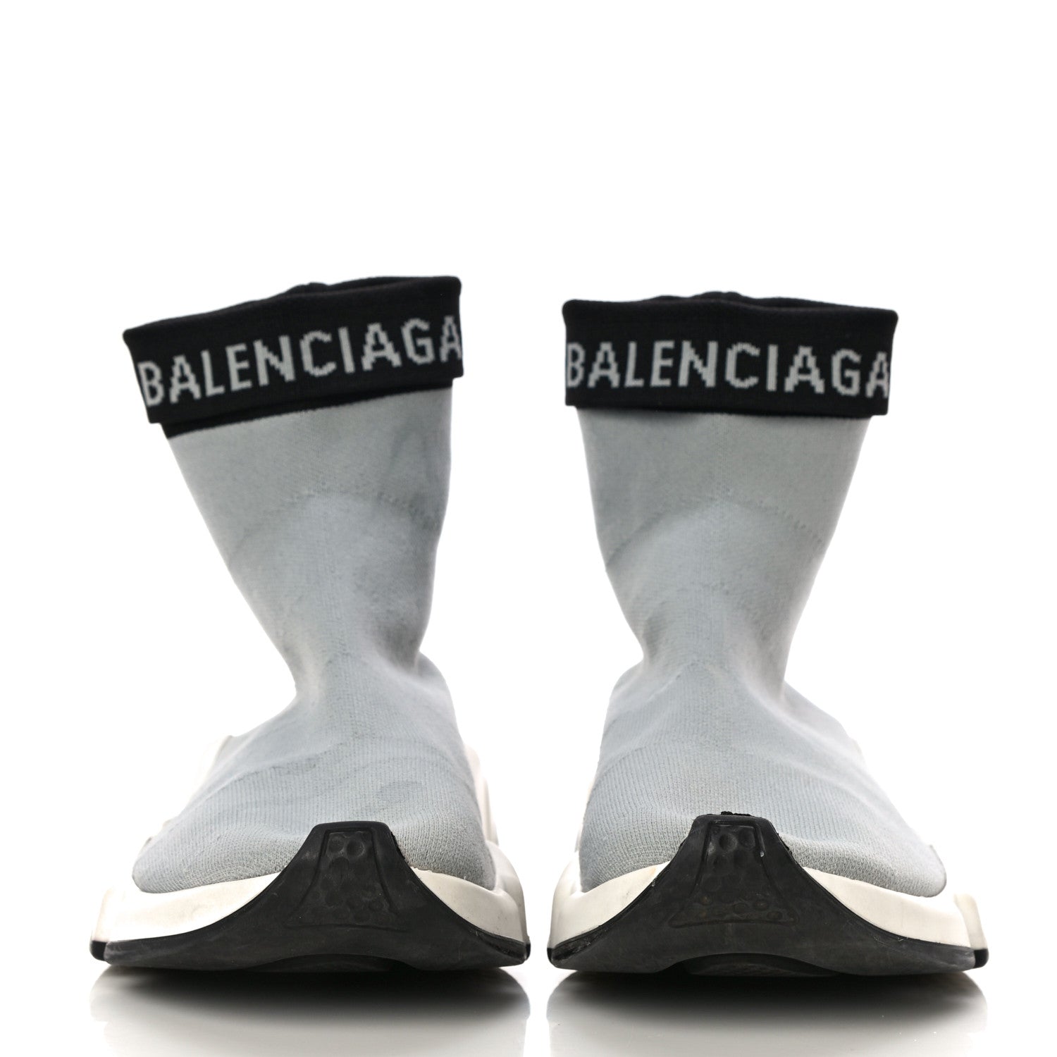 Balenciaga Neoprene Knit Womens Speed Cuffed Sneakers 39 Grey 2 of 9