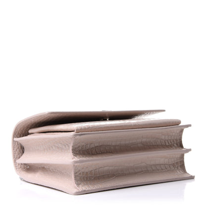 Saint Laurent Calfskin Crocodile Embossed Medium Monogram Sunset Washed Light Pink 3 of 12