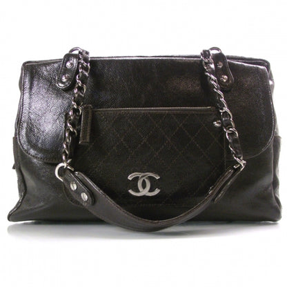 Chanel Glazed Caviar Pocket In The City Tote Dark Brown 1 of 12
