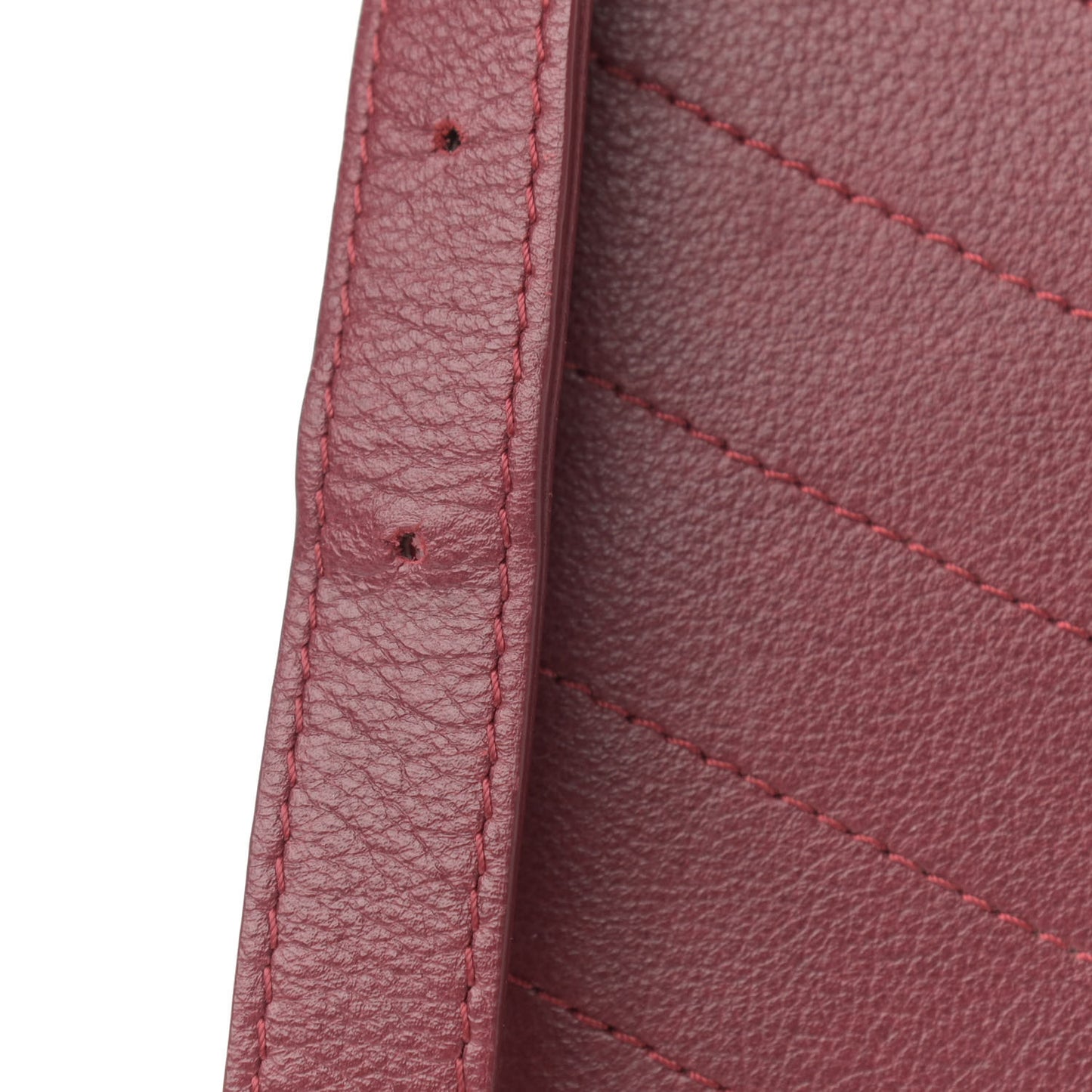 Grained Calfskin Stitched Chevron Medium Chic Top Handle Flap Red