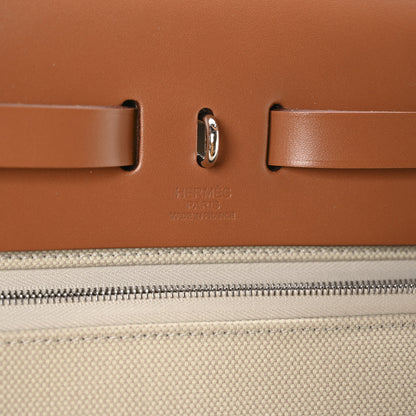 Hermes Military Toile Vache Hunter Herbag Zip Retourne 31 PM Beton Fauve 7 of 11