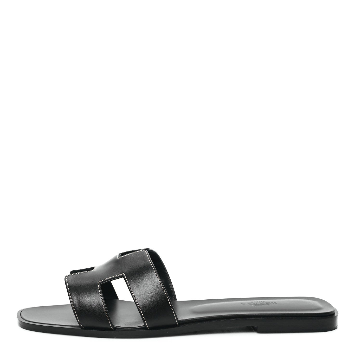 Hermes Box Calfskin Oran Sandals 40.5 Black 1 of 9