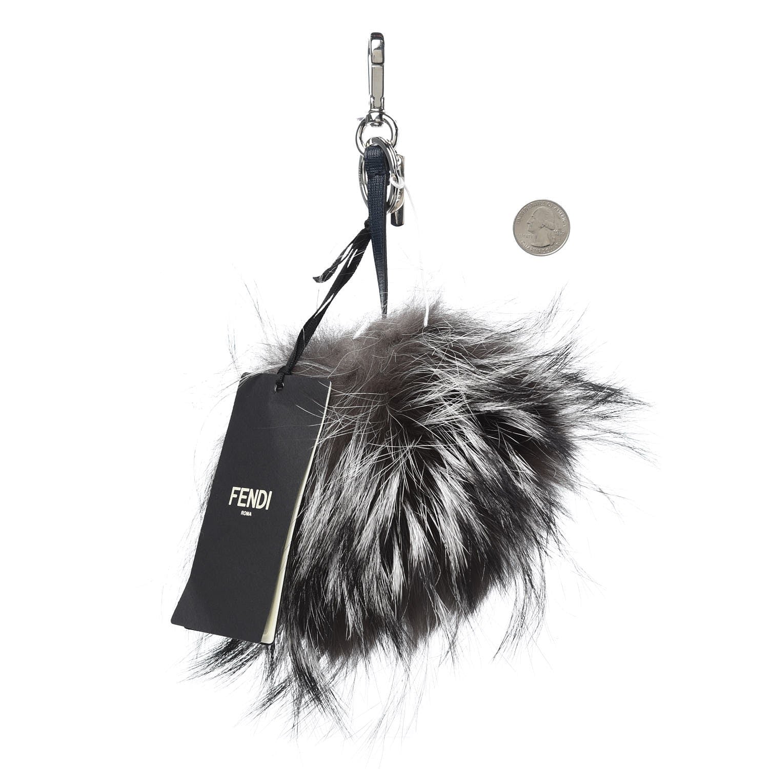 Fendi Silver Fox Fur Vitello Elite Monster Bag Bug Cube Charm Multicolor 2 of 3