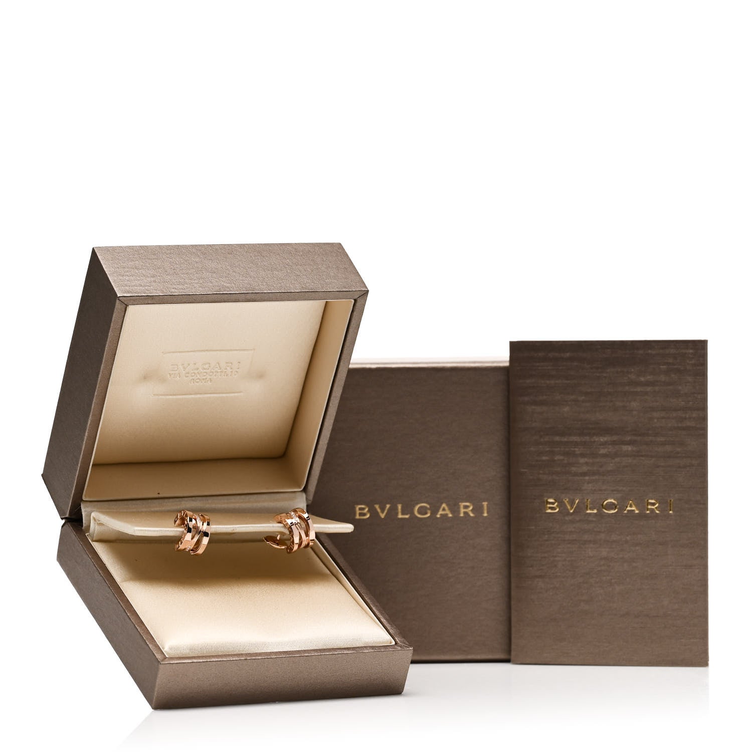 Bulgari 18K Rose Gold Diamond B.Zero1 Legend Hoop Earrings 6 of 6