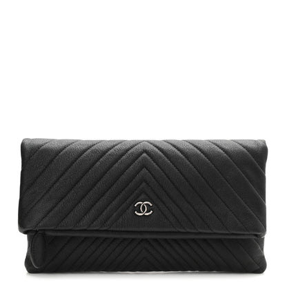 Chanel Calfskin Chevron CC Beauty Clutch Black 1 of 7