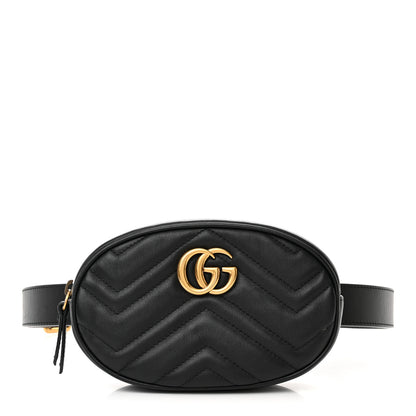Gucci Calfskin Matelasse GG Marmont Belt Bag 95 38 Black 1 of 11
