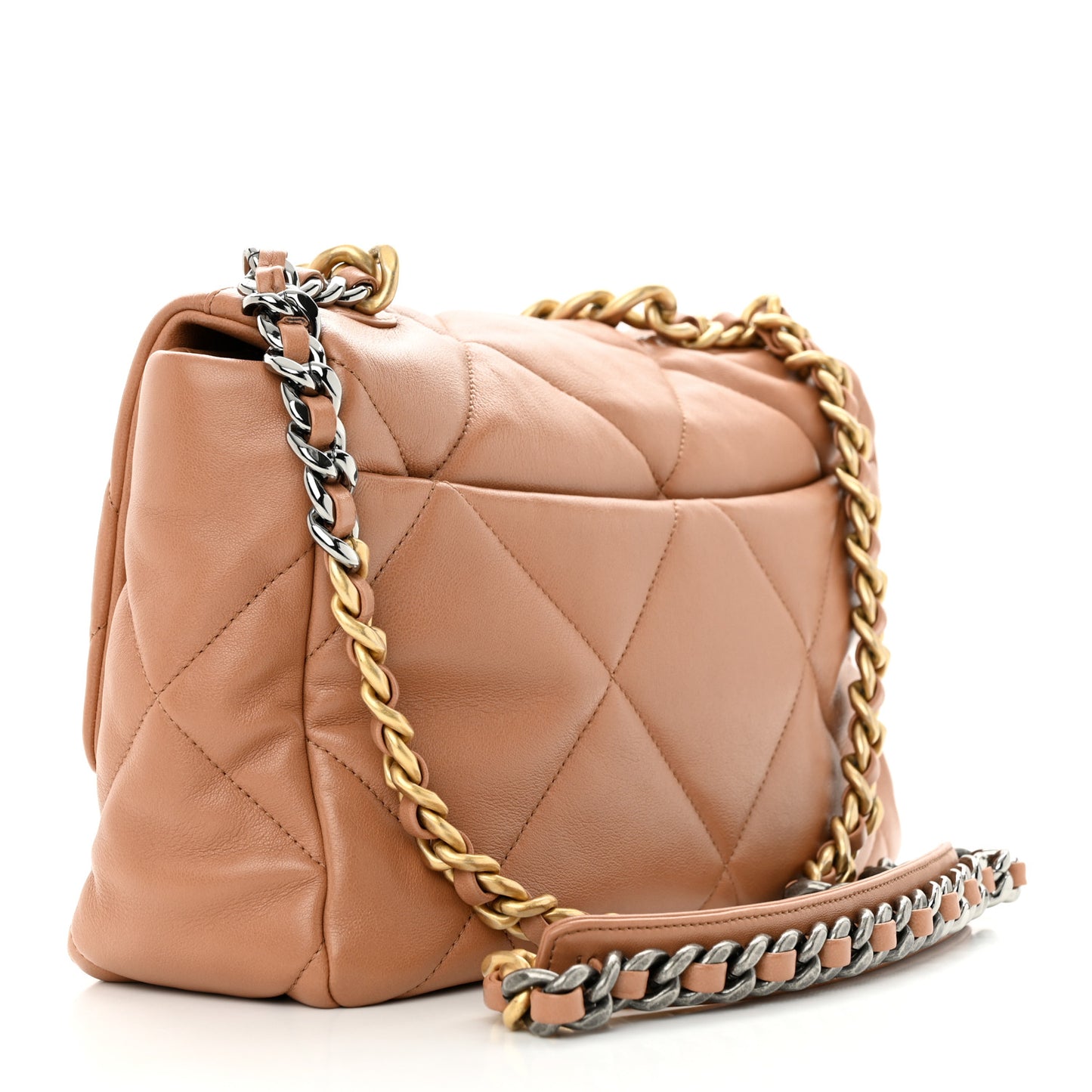 Lambskin Quilted Large Chanel 19 Flap Brown