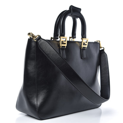 Fendi Vitello Glacier Medium FF Tote Black 3 of 10