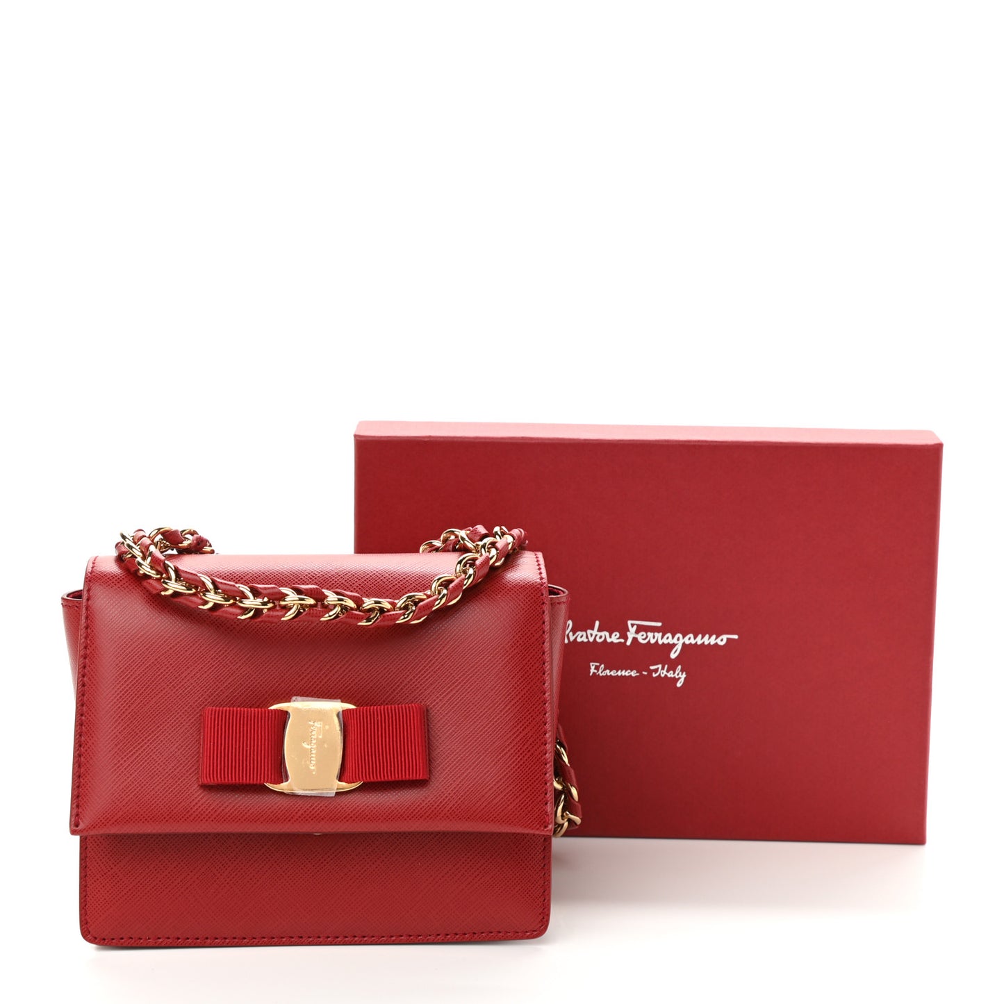 Printed Calfskin Ginny Crossbody Bag Rosso