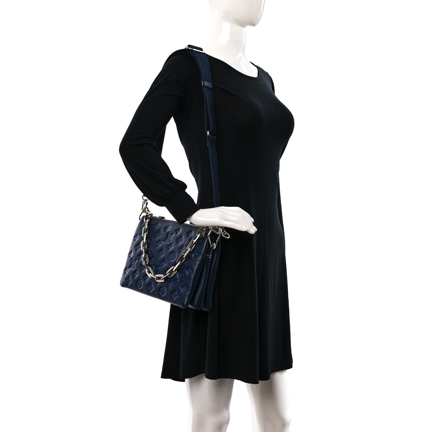 Louis Vuitton Lambskin Embossed Monogram Coussin PM Navy 2 of 11