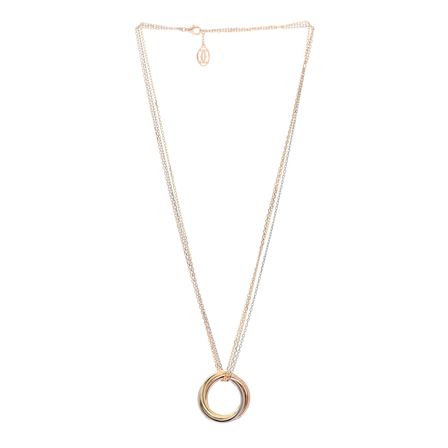 Cartier 18K Pink Yellow White Gold Trinity Triple Chain Pendant Necklace 3 of 5