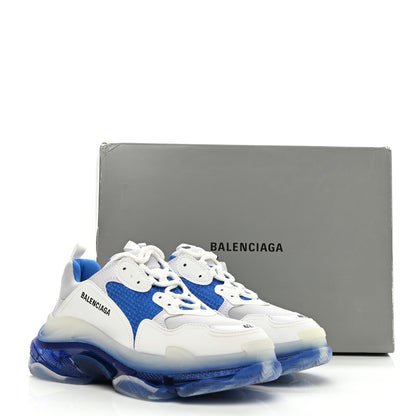 Balenciaga Fabric Mesh Clear Sole Mens Triple S Sneakers 42 White Blue Grey 11 of 11
