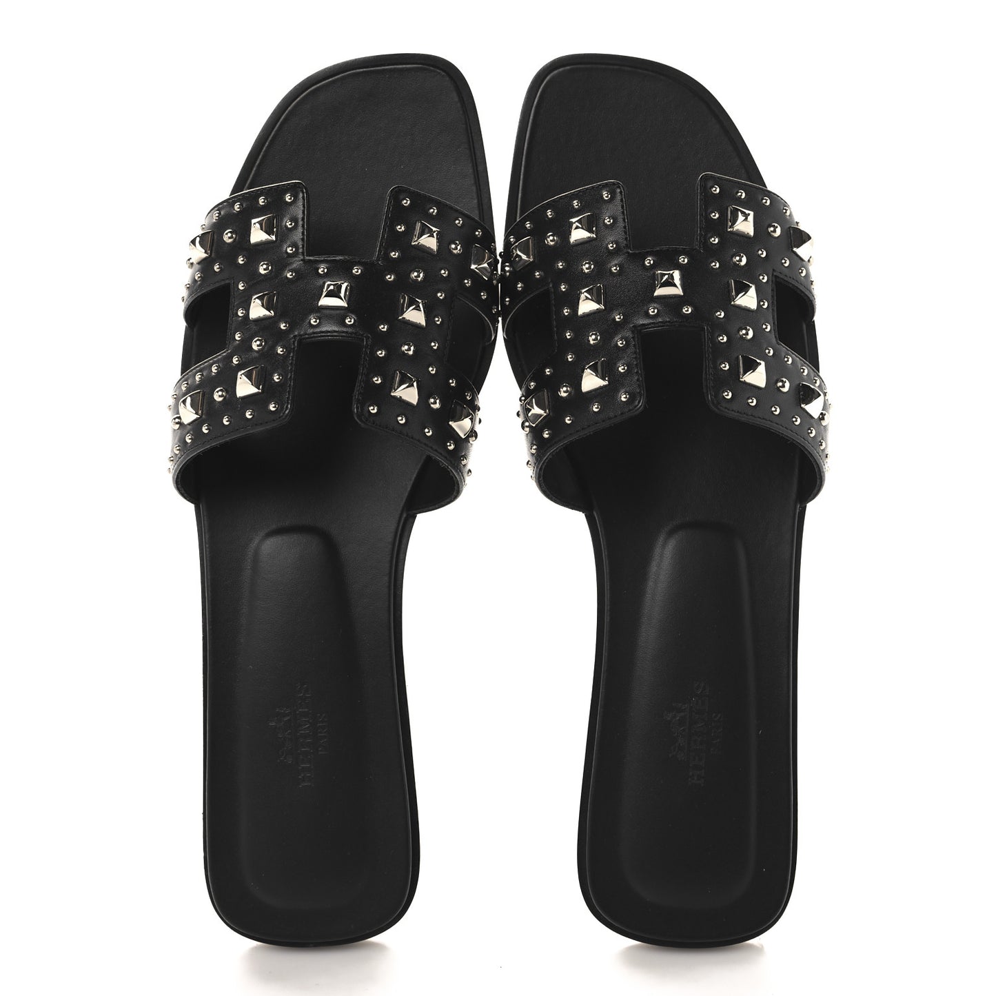 Calfskin Studded Oran Sandals 40 Black