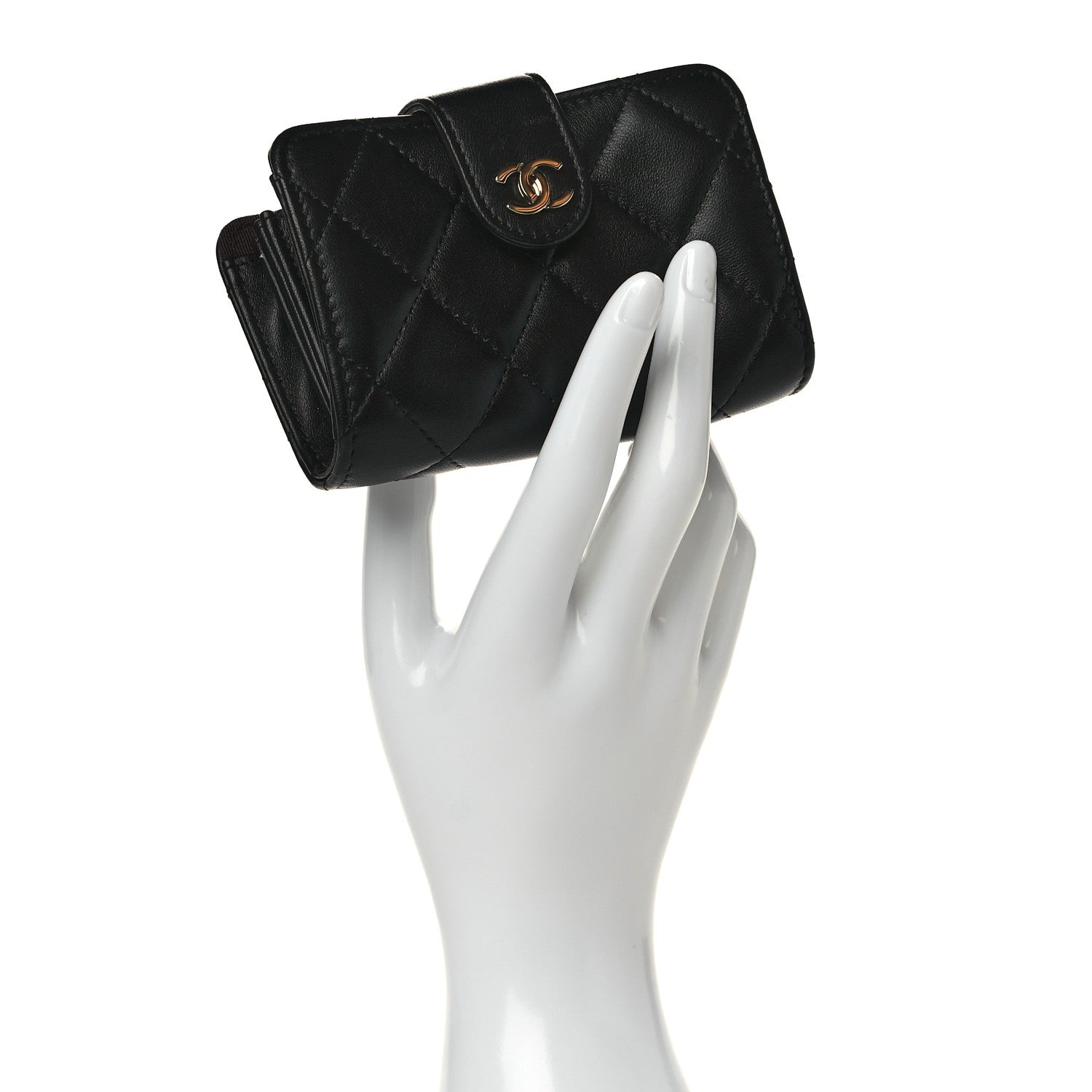 Chanel Lambskin Quilted Gusseted Card Holder Black 2 of 8