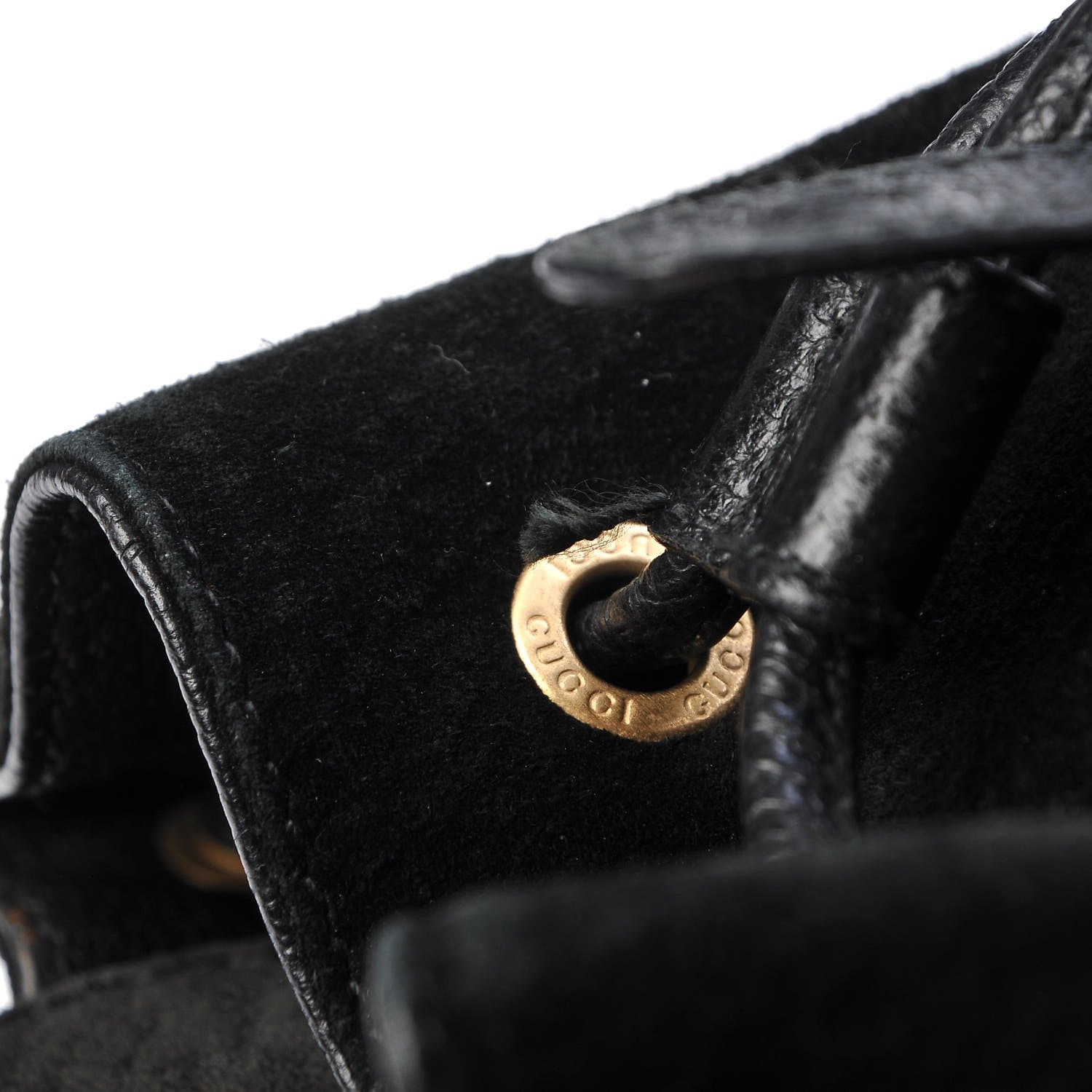 Gucci Calfskin Suede Bamboo Backpack Black 9 of 10