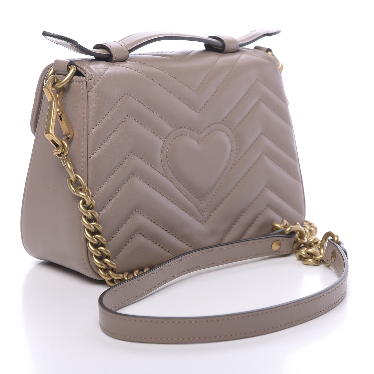 Calfskin Matelasse Mini GG Marmont Top Handle Shoulder Bag Porcelain Rose