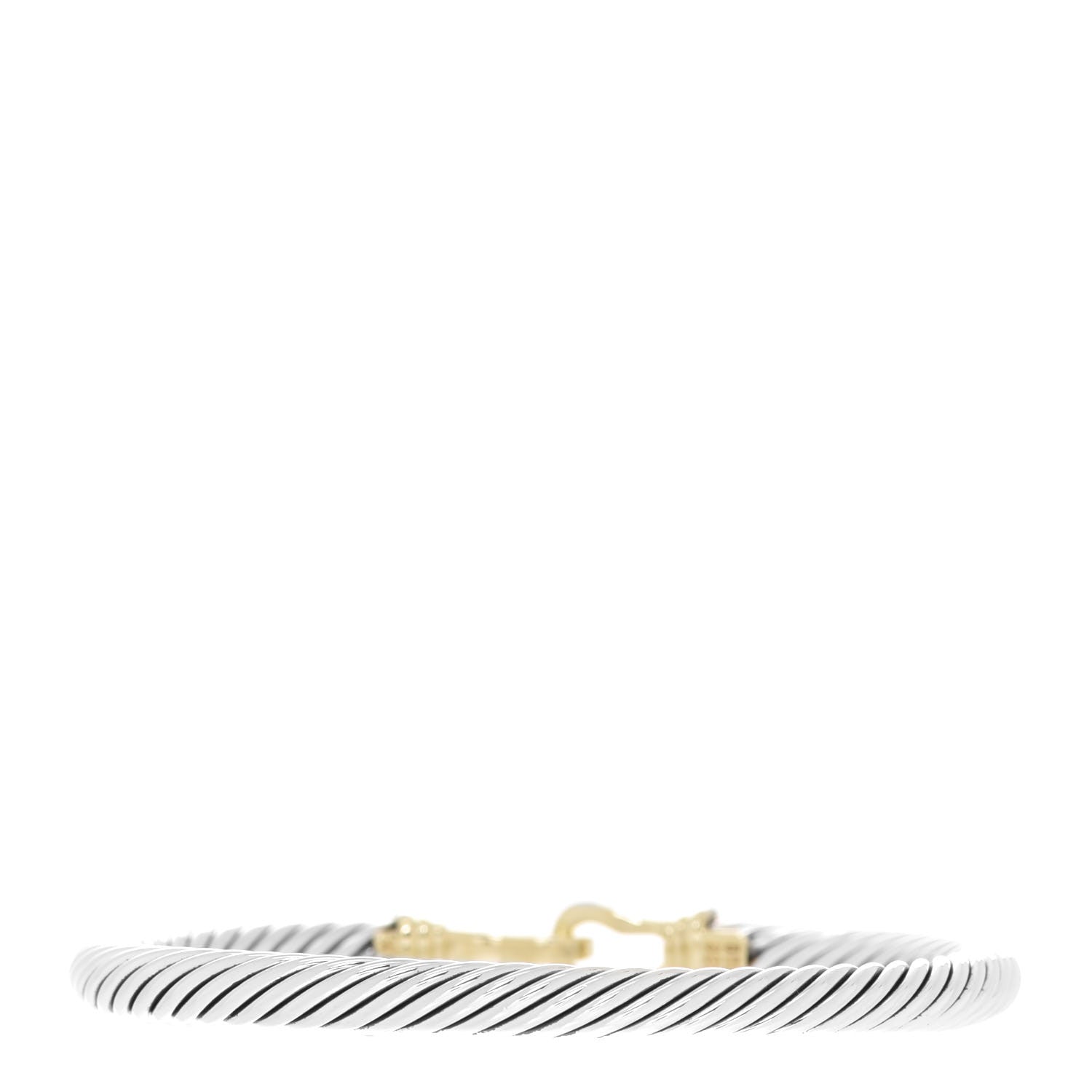 David Yurman Sterling Silver 14K Yellow Gold 5mm Cable Classic Buckle Bracelet 2 of 4