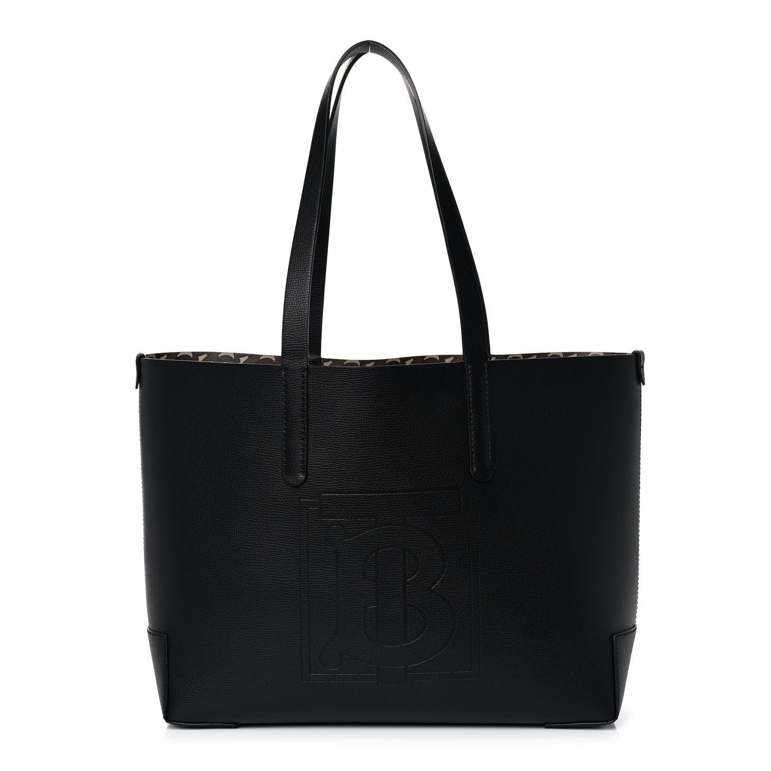 Burberry Calfskin TB Motif Embossed Medium Tote Black 1 of 10