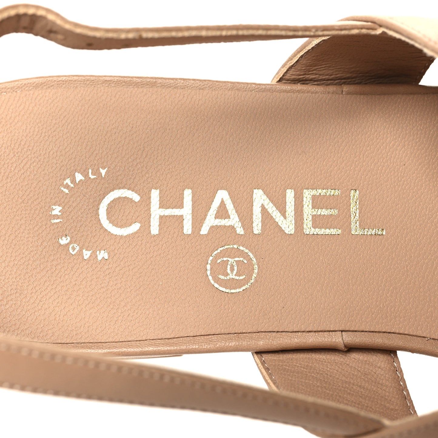 Calfskin CC Thong Sandals 37.5 Beige
