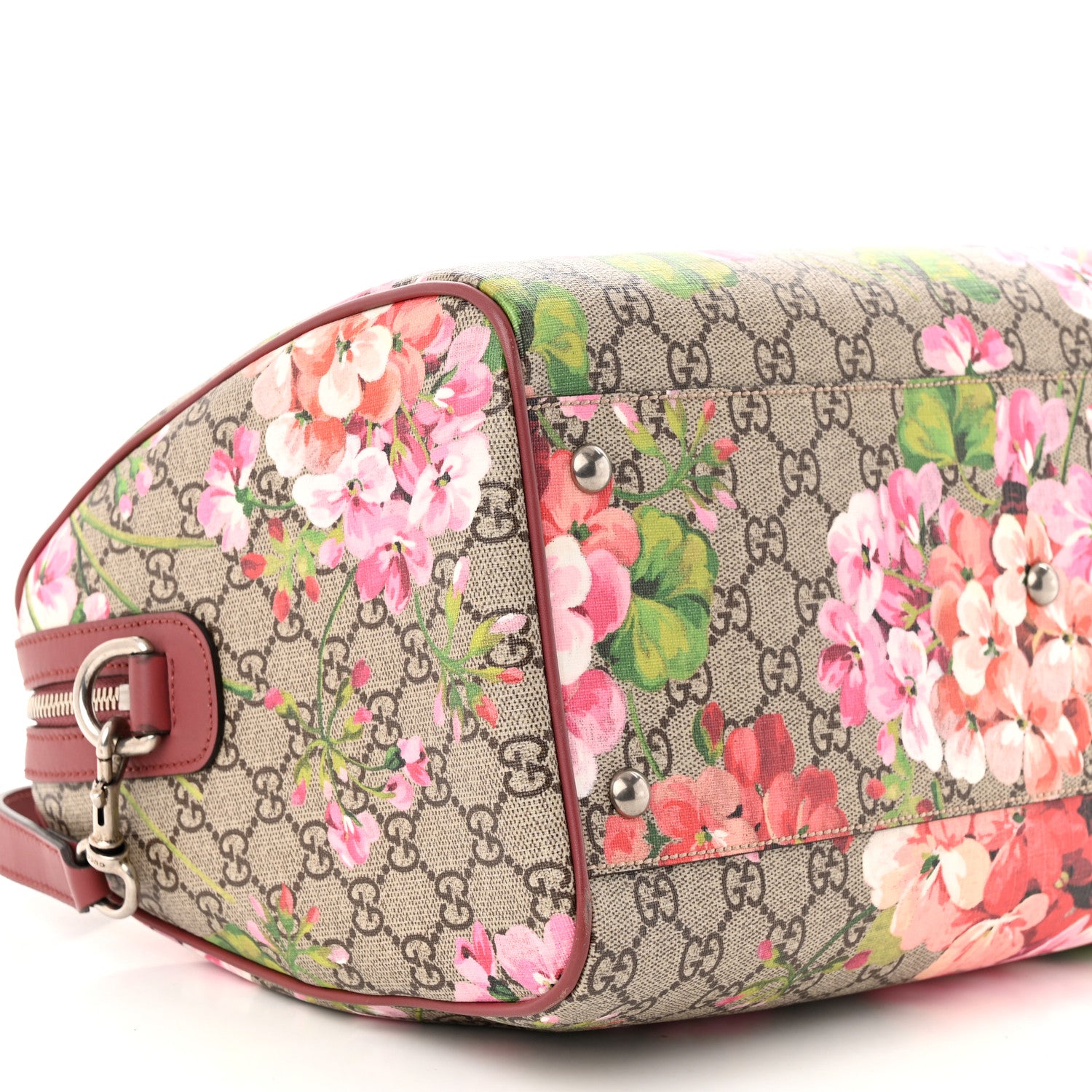 Gucci GG Supreme Monogram Blooms Medium Boston Beige Multicolor Dry Rose 9 of 10