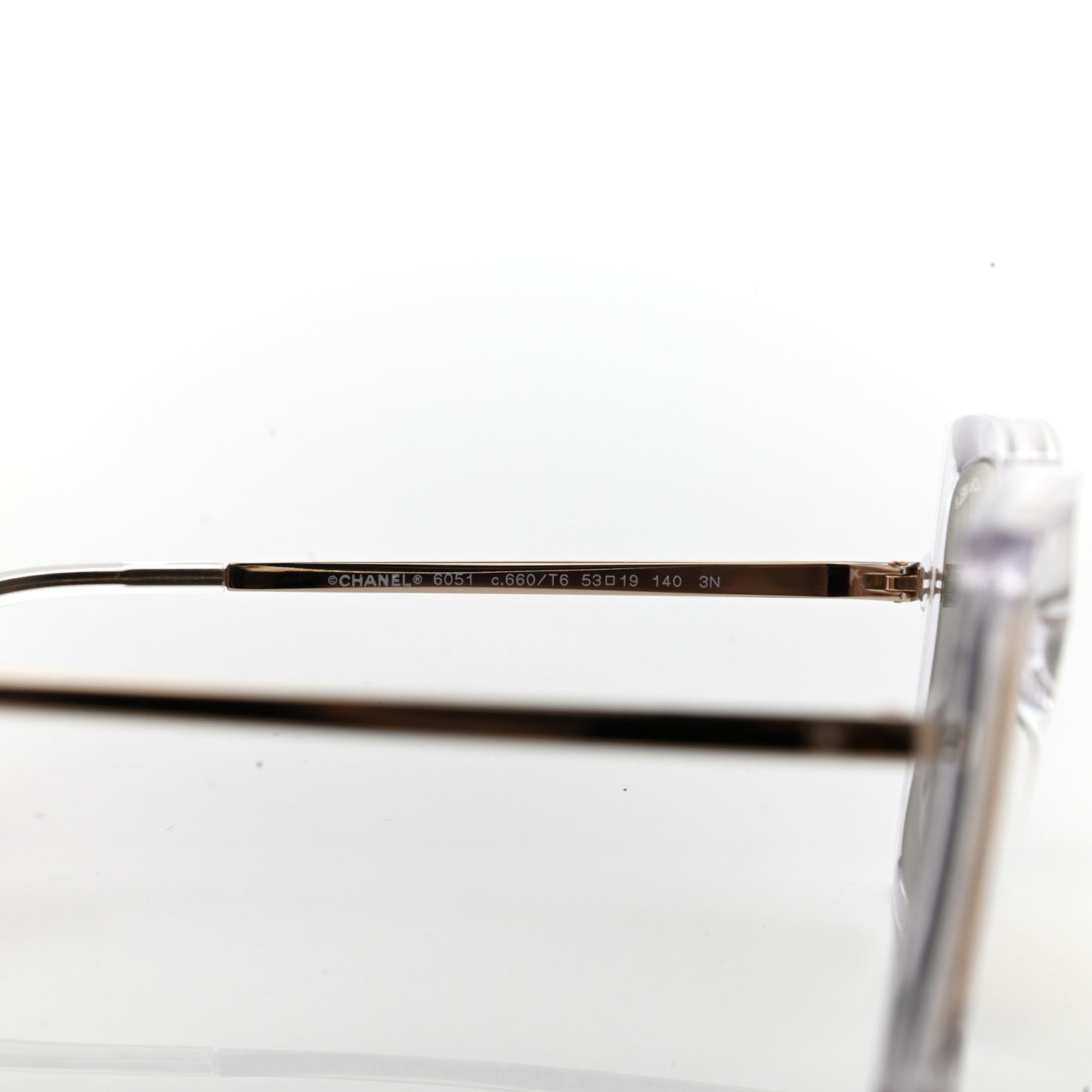 18K White Gold Mirror Square Sunglasses 6051 Gold