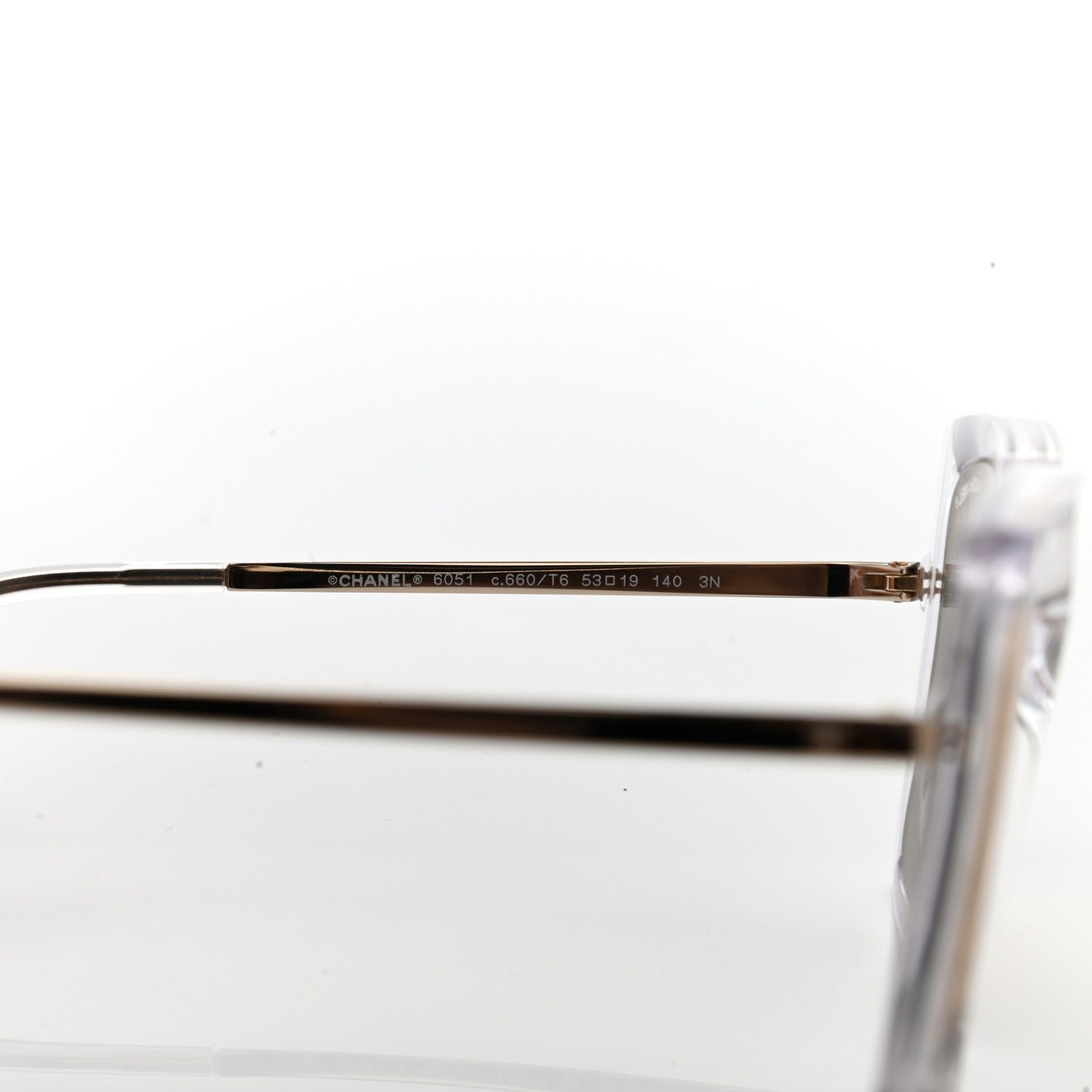 Chanel 18K White Gold Mirror Square Sunglasses 6051 Gold 5 of 7