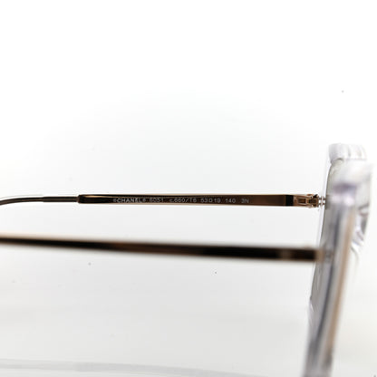 Chanel 18K White Gold Mirror Square Sunglasses 6051 Gold 5 of 7