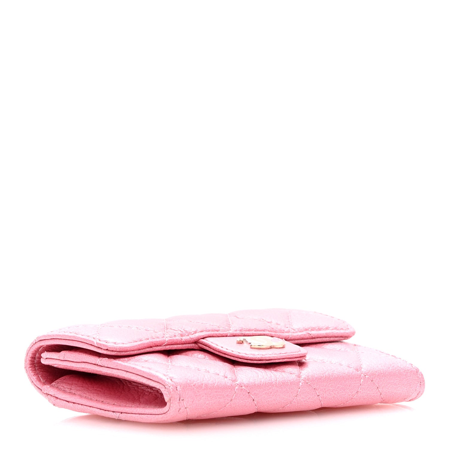 Chanel Cloudy Pearly Goatskin Quilted Flap Card Holder Wallet Pink 4 of 8