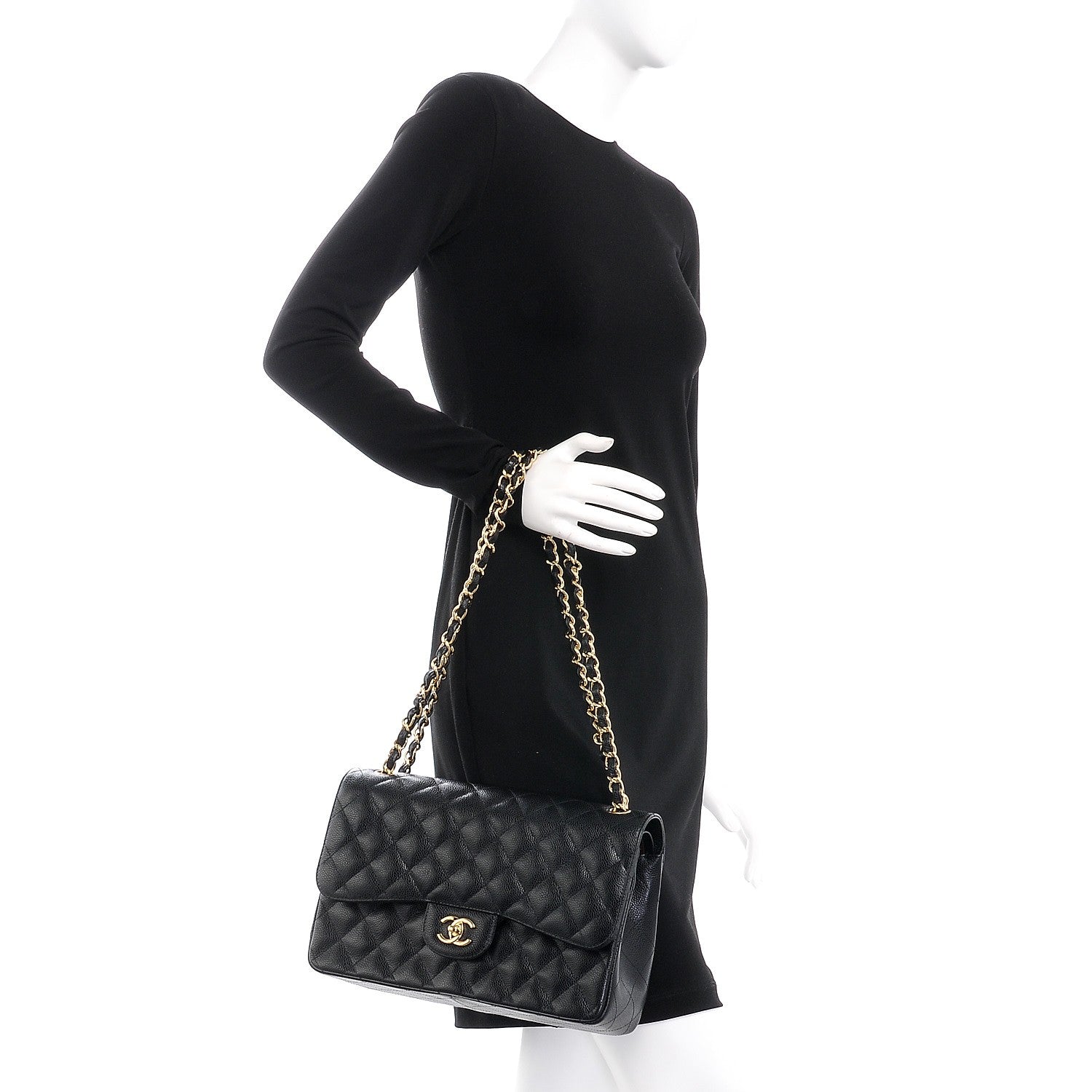 Chanel Caviar Quilted Jumbo Double Flap Black 2 of 9