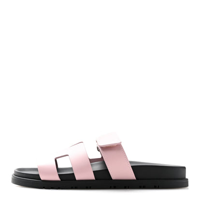 Hermes Calfskin Womens Chypre Sandals 37.5 Rose Cancan 1 of 10