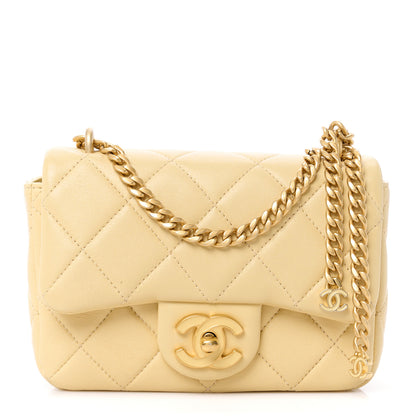 Chanel Lambskin Enamel Quilted Mini Pending CC Square Flap Yellow 1 of 14