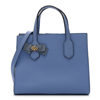 Gucci Calfskin Marmont Ribbon Top Handle Bag Blue 1 of 10