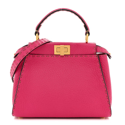 Fendi Cuoio Romano Selleria Mini Peekaboo Iconic Satchel Fuxia 1 of 13
