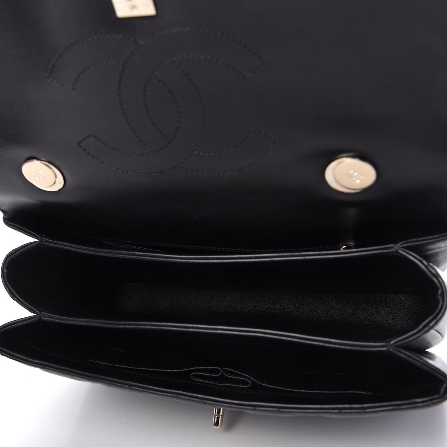 Lambskin Quilted Medium Trendy CC Flap Dual Handle Bag Black