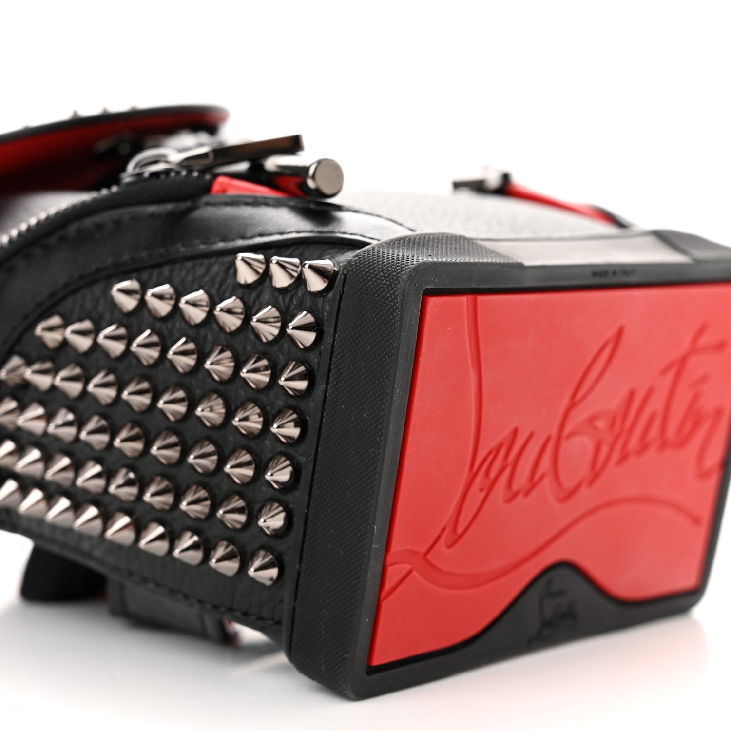 Christian Louboutin Calfskin Spiked Mini Explorafunk Keyring Bag Black 8 of 10