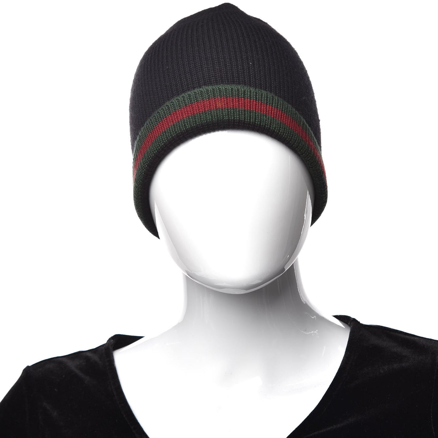 Wool Silk Web Beanie Hat M Black