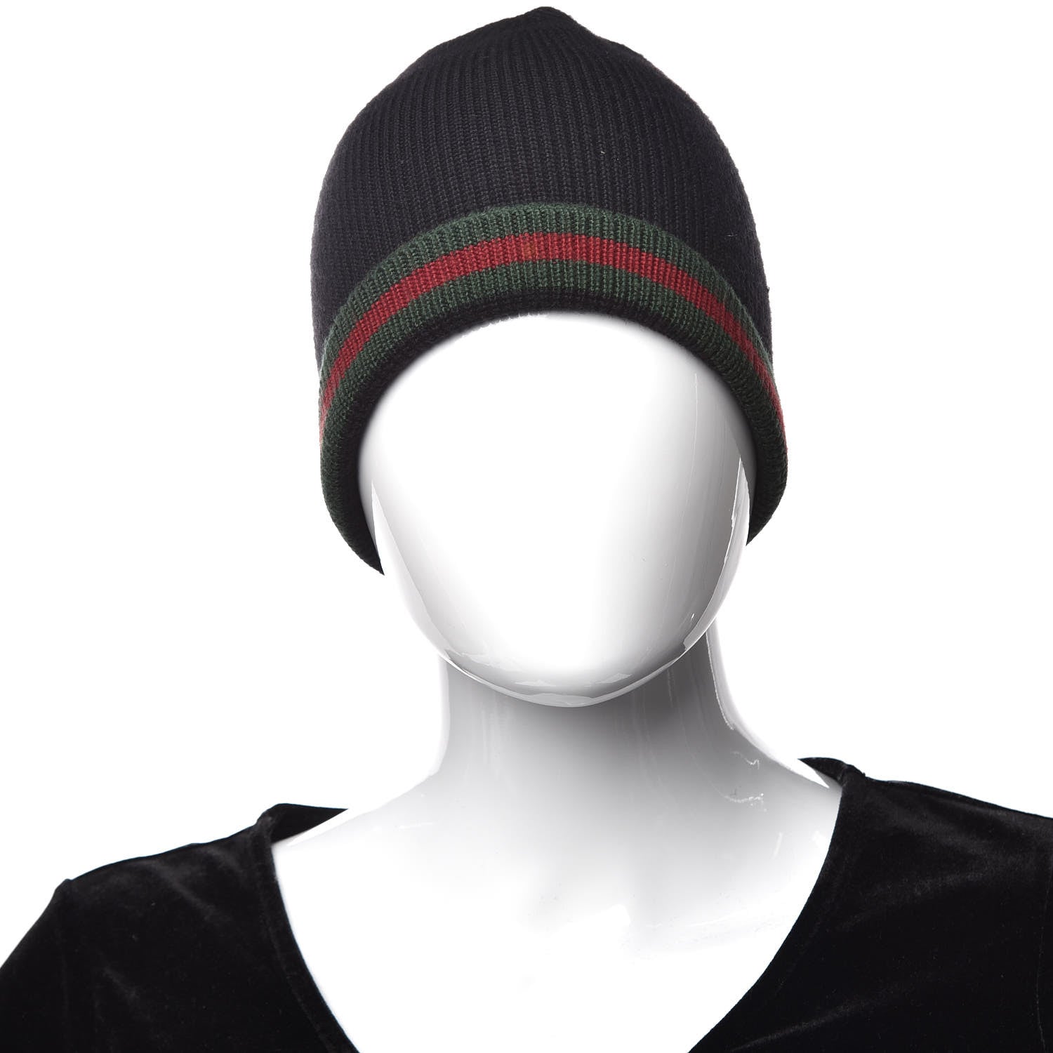 Gucci Wool Silk Web Beanie Hat M Black 2 of 5