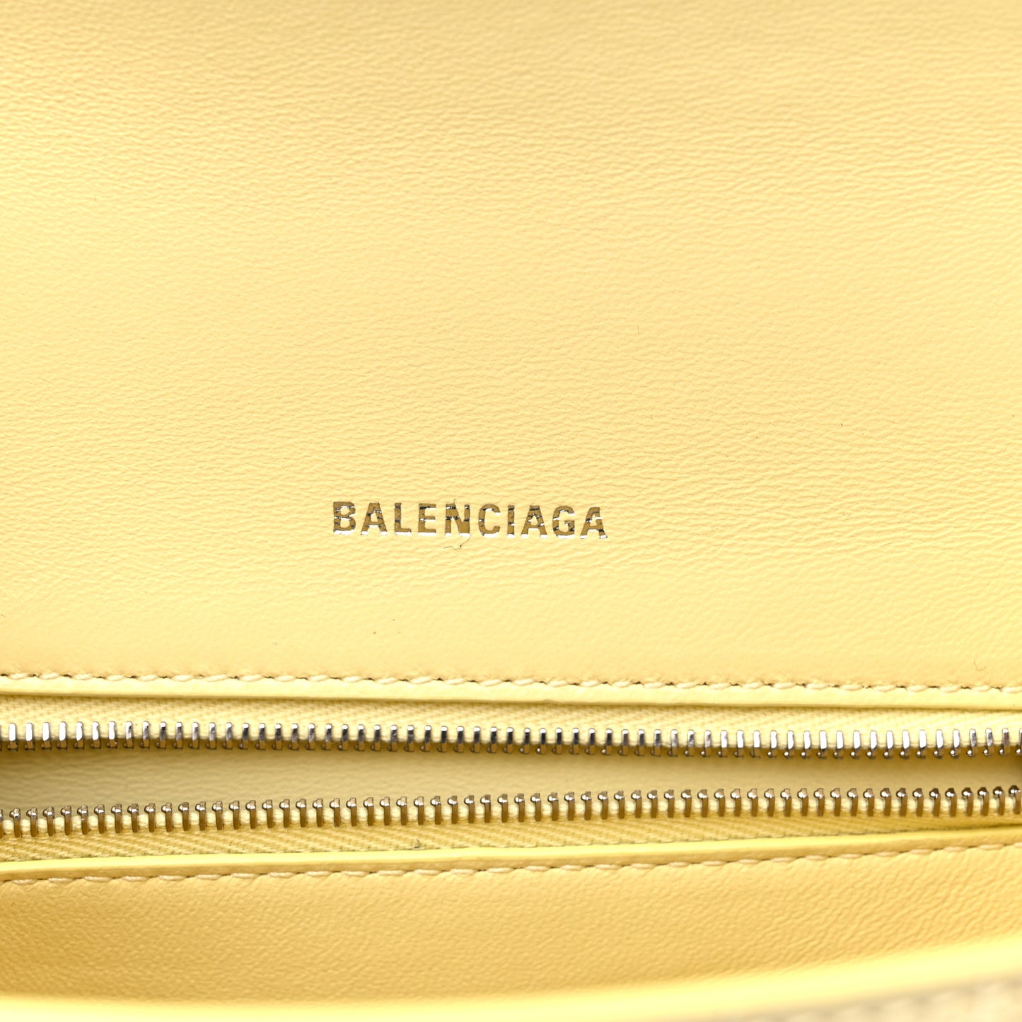 Calfskin Crocodile Embossed Small Hourglass Top Handle Bag Pale Yellow
