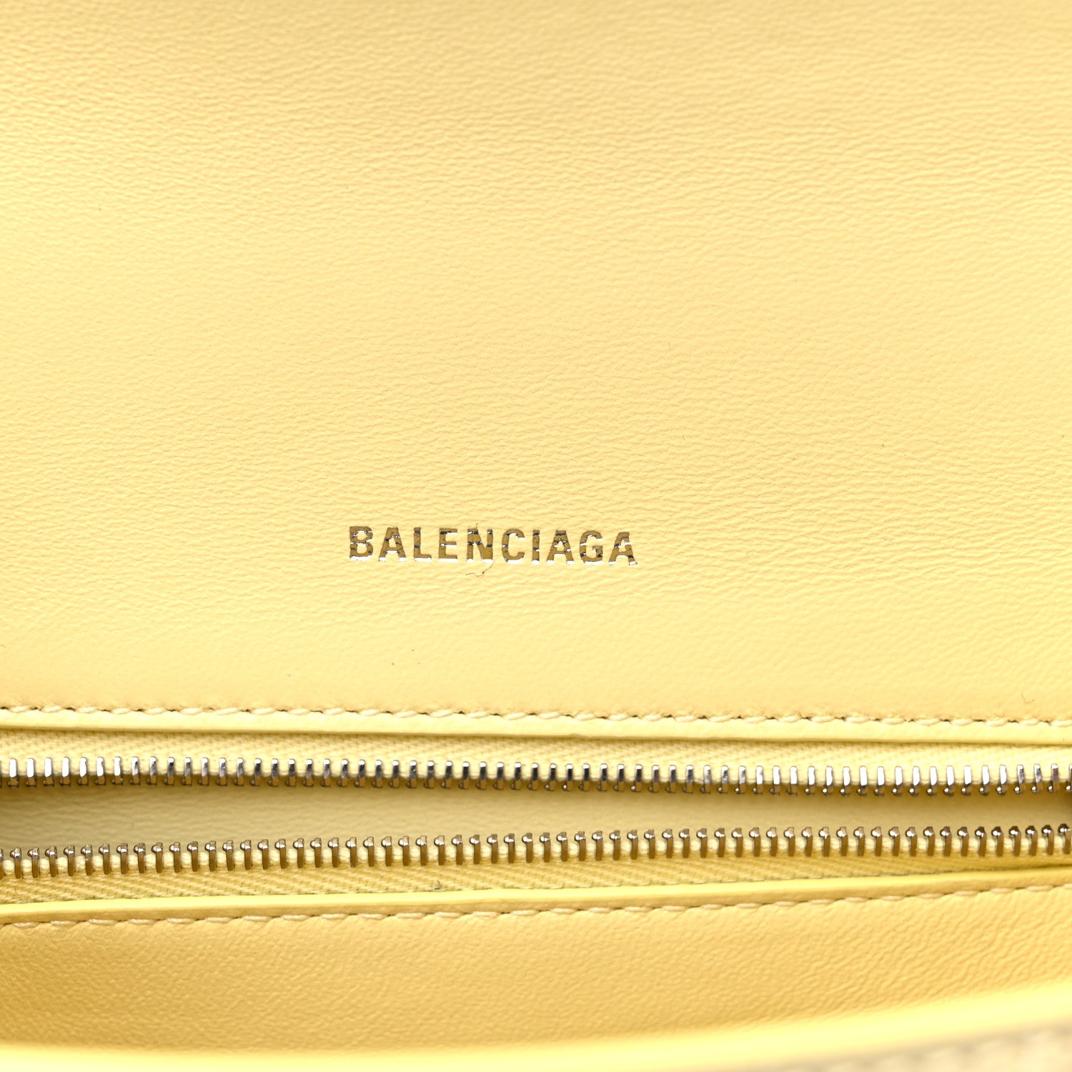 Balenciaga Calfskin Crocodile Embossed Small Hourglass Top Handle Bag Pale Yellow 6 of 10