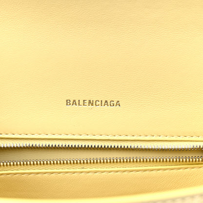 Balenciaga Calfskin Crocodile Embossed Small Hourglass Top Handle Bag Pale Yellow 6 of 10