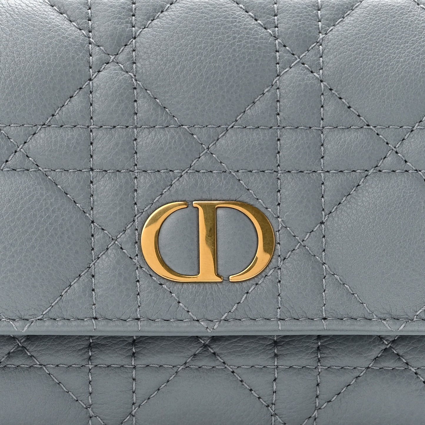 Supple Calfskin Cannage Caro Pouch with Chain Cloud Blue