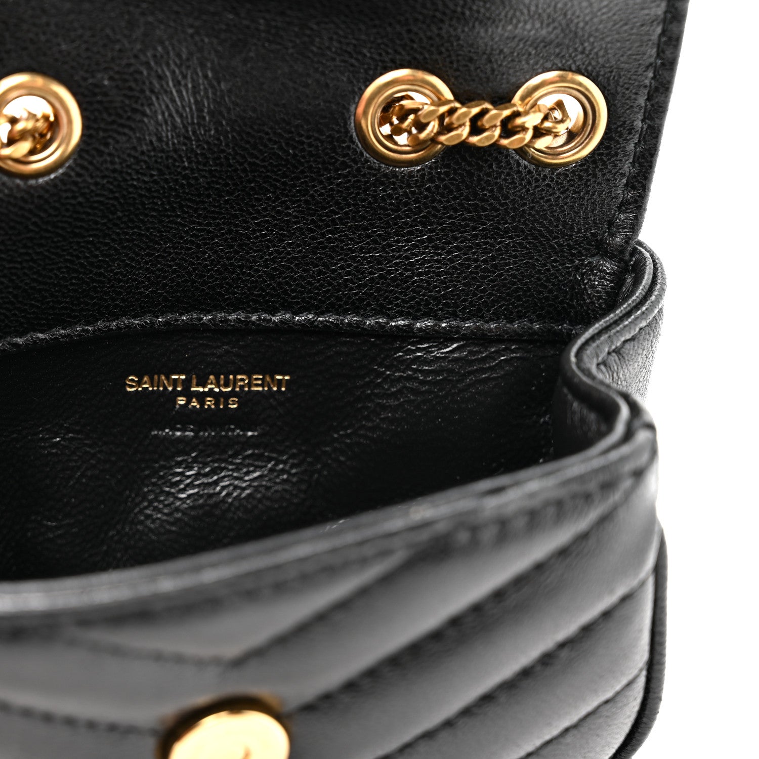 Saint Laurent Lambskin Chevron Quilted Micro LouLou Black 6 of 10