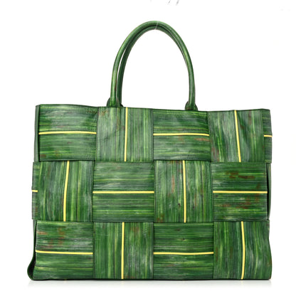 Bottega Veneta Calfskin Intrecciato Tropical Leaf Printed Large Arco Tote Raintree Seagrass Sherbert 1 of 9