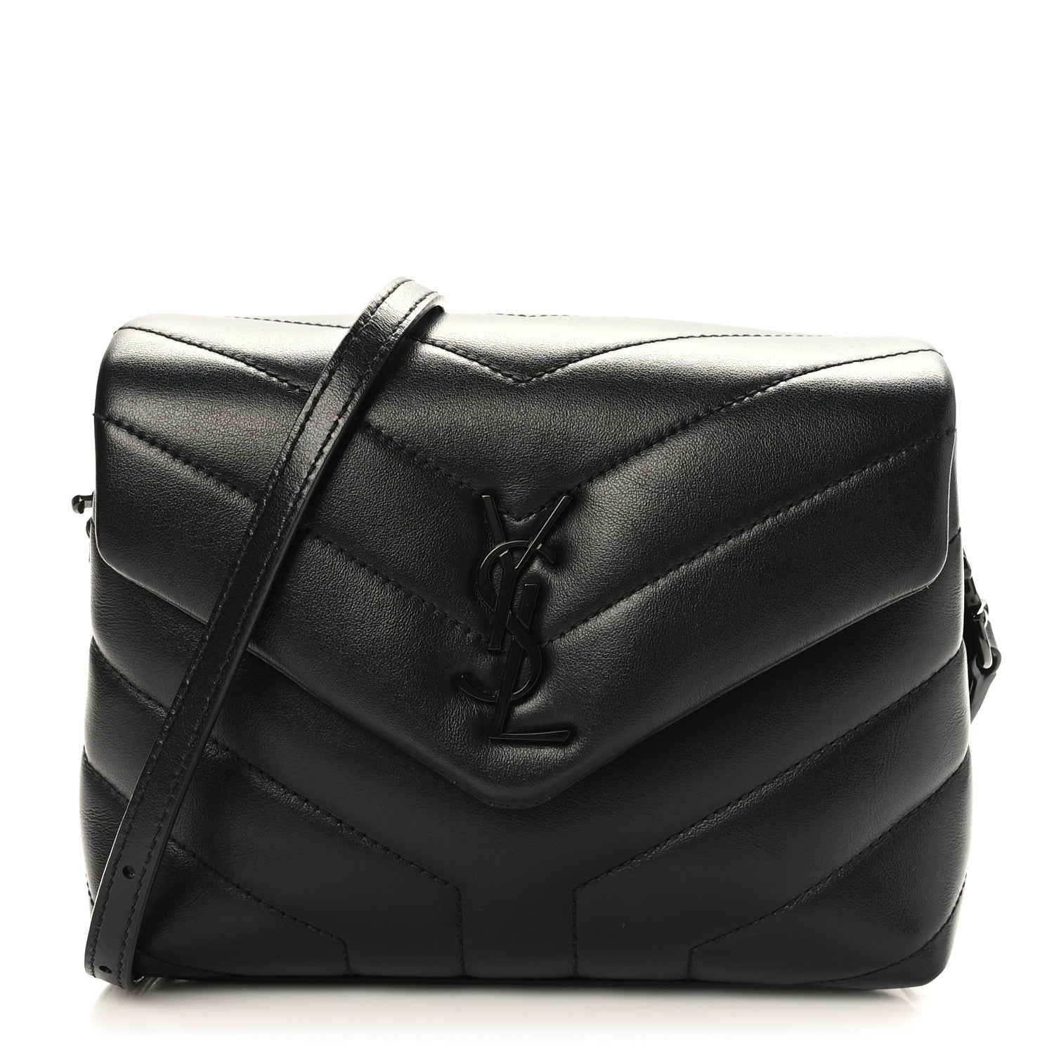 Saint Laurent Calfskin Y Quilted Monogram Monochrome Toy Loulou Crossbody Bag Black 1 of 10