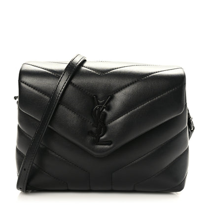 Saint Laurent Calfskin Y Quilted Monogram Monochrome Toy Loulou Crossbody Bag Black 1 of 10