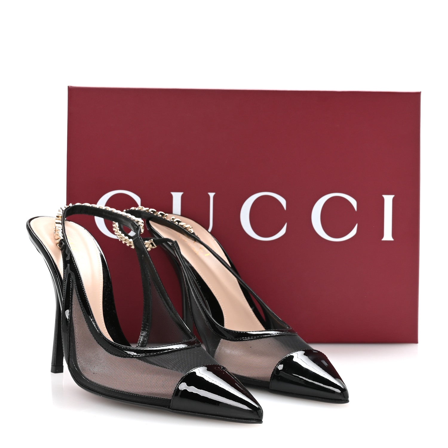 Gucci Tela Retino Patent Signoria Slingback Pumps 38 Black 8 of 8