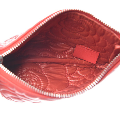 Chanel Goatskin Camellia Embossed Cosmetic Pouch Red 5 of 8
