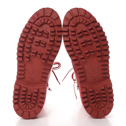 Valentino Garavani Calfskin Womens VLOGO 35mm Combat Boots 39 Rouge Pur 5 of 9
