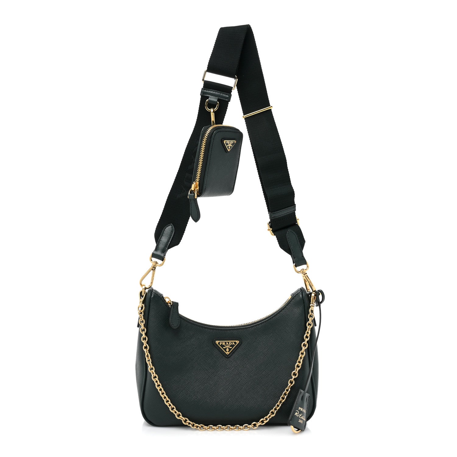 Prada Saffiano Lux Re-Edition 2005 Shoulder Bag Smeraldo 1 of 8