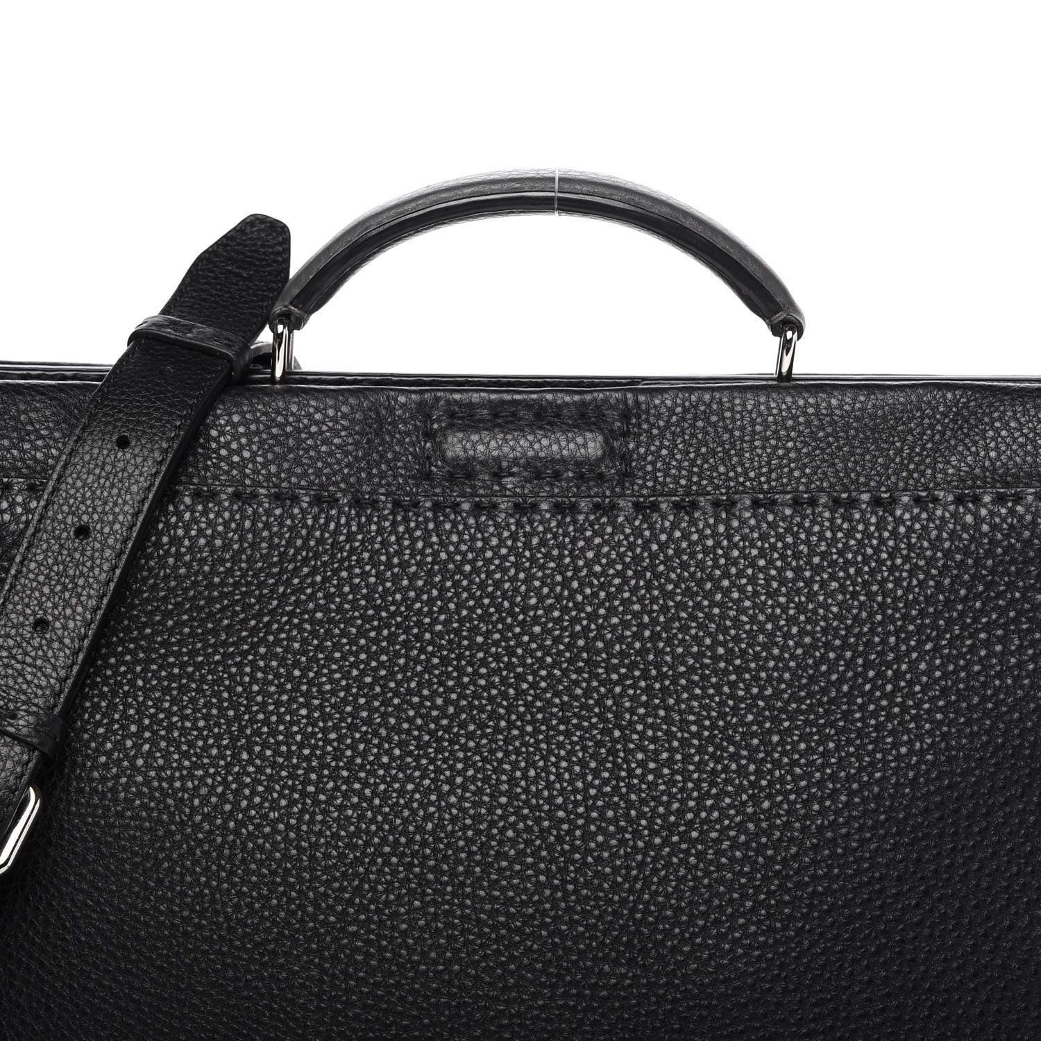 Fendi Cuoio Romano Selleria Fendi Stamp Patch Large Mens Peekaboo Iconic Essential Satchel Black Grigio 10 of 10